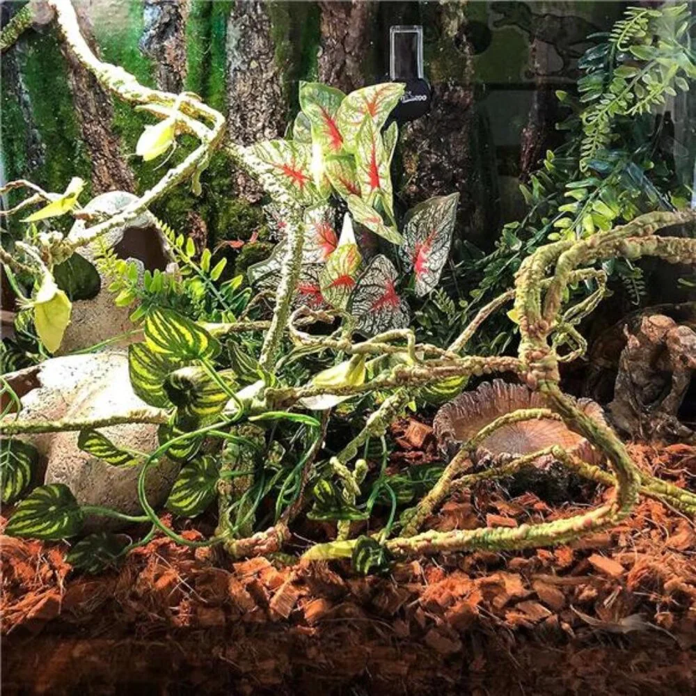 Reptile Vines, Flexible Jungle Climbing Vines Terrarium Plastic Plants and Leave